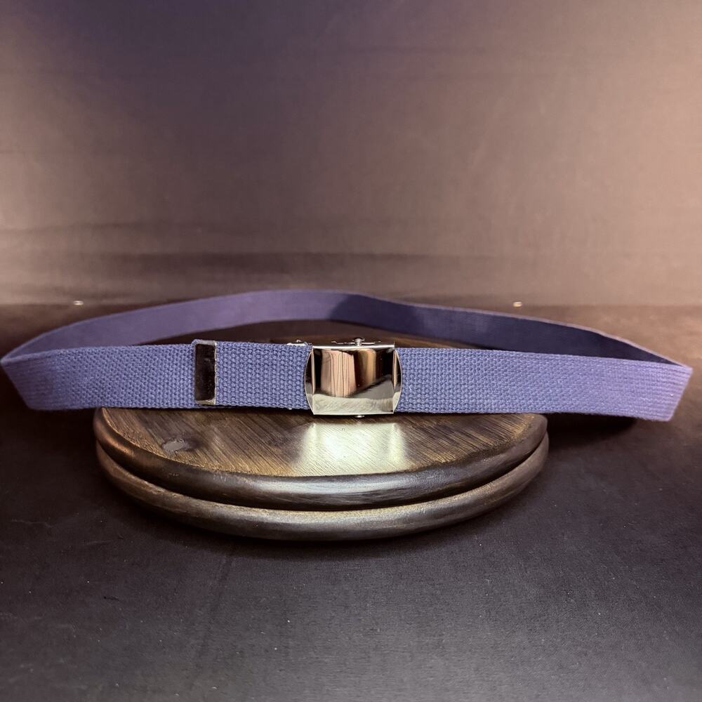 Navy Blue Nylon Web Belt Size 50" Chrome Metal Buckle Adjustable